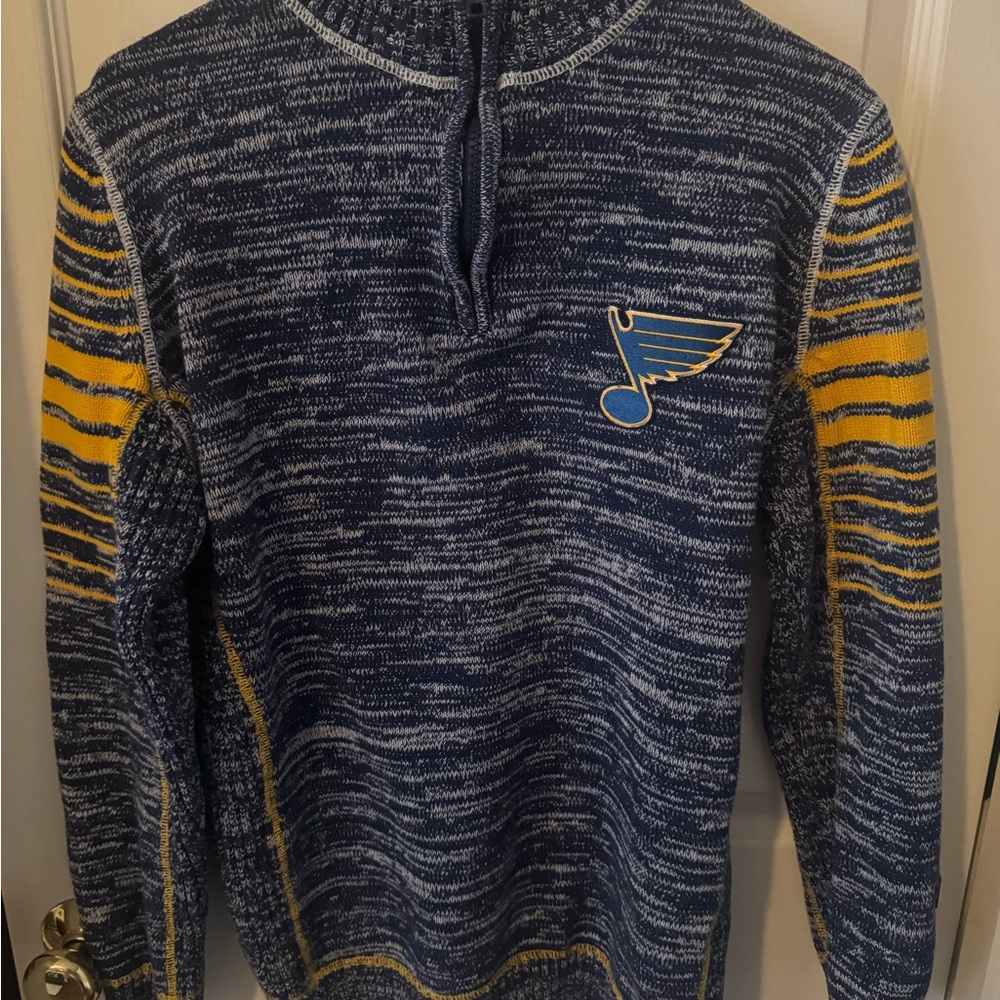 Men or Women’s Navy & Yellow Half-Zip STL Blues Sweater